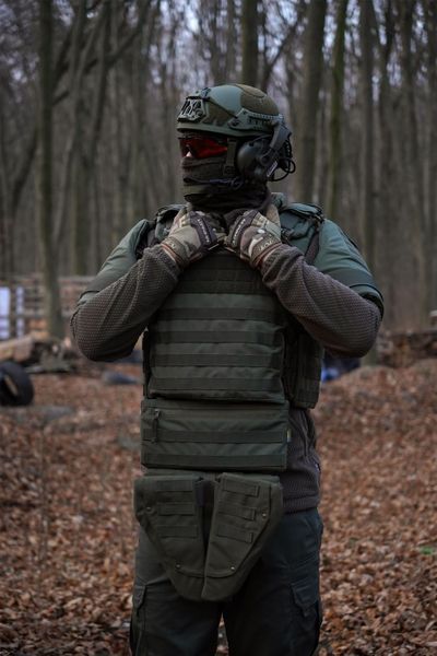 Захист паху (напашник) потрійний Kiborg з балістичним пакетом 1 клас захисту Militex Khaki 17022 фото