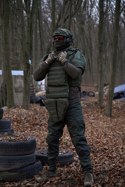 Захист паху (напашник) потрійний Kiborg з балістичним пакетом 1 клас захисту Militex Khaki 17022 фото