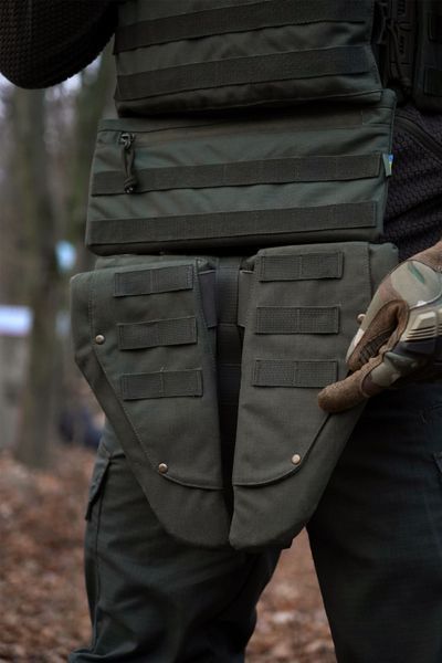Захист паху (напашник) потрійний Kiborg з балістичним пакетом 1 клас захисту Militex Khaki 17022 фото